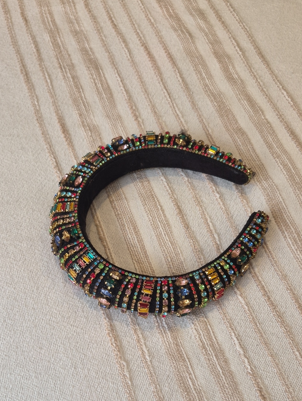 Embellished Multi-Color Beaded Padded Headband